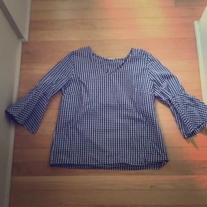 Blue and White Checkered Top